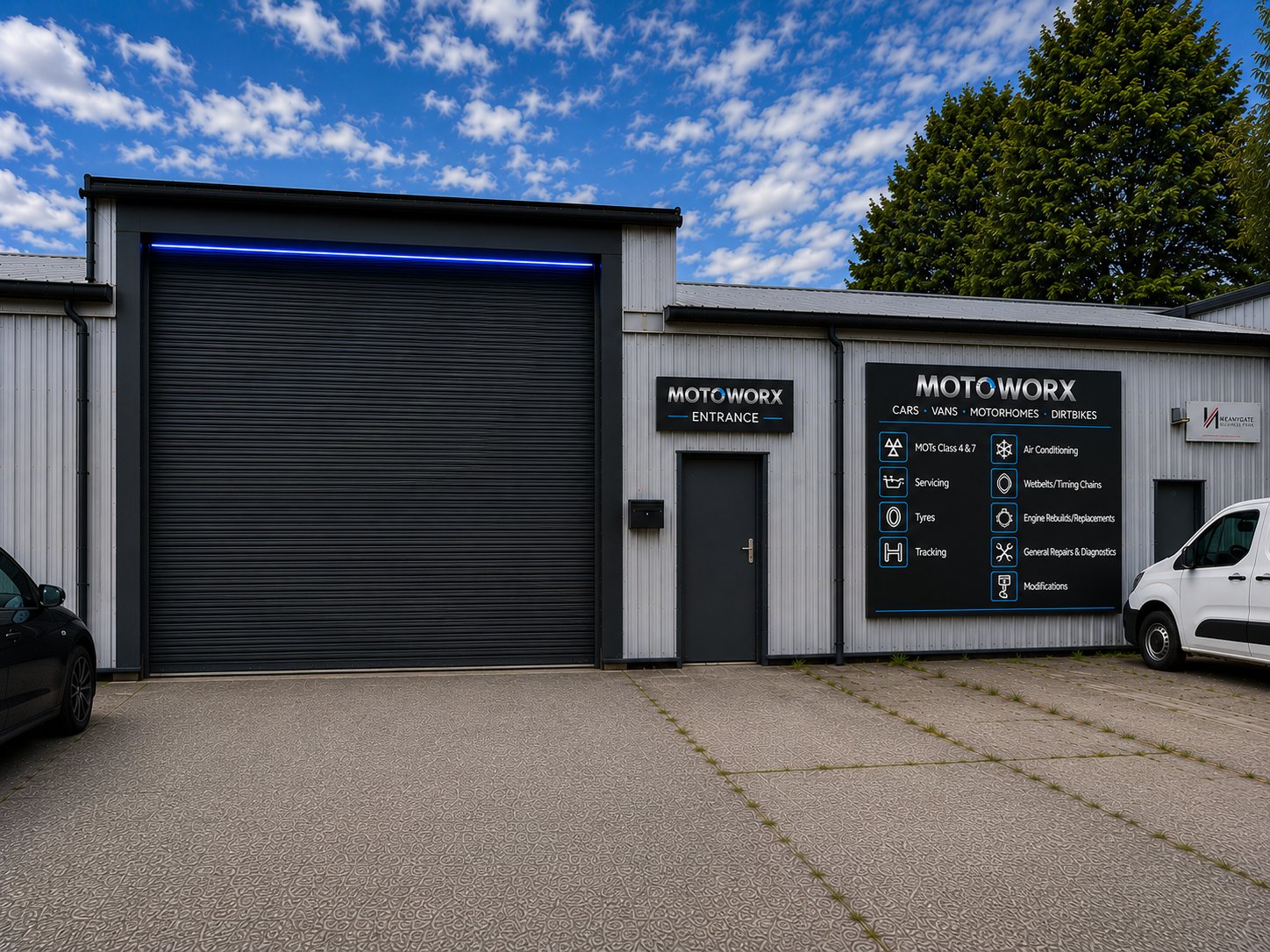 The Motoworx workshop unit on Halshaw Business Park, Penwortham